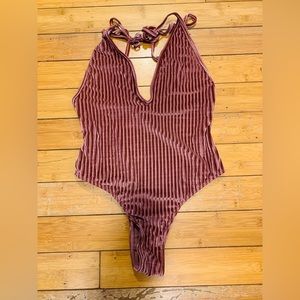 Cheeky Ribbed Velour Bodysuit